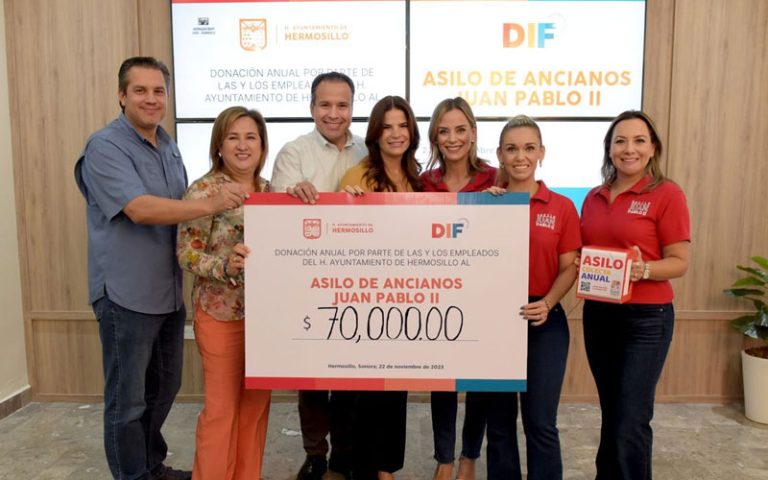 Entregan Toño Astiazarán y Patricia Ruibal donativo al Asilo de Ancianos Juan Pablo II